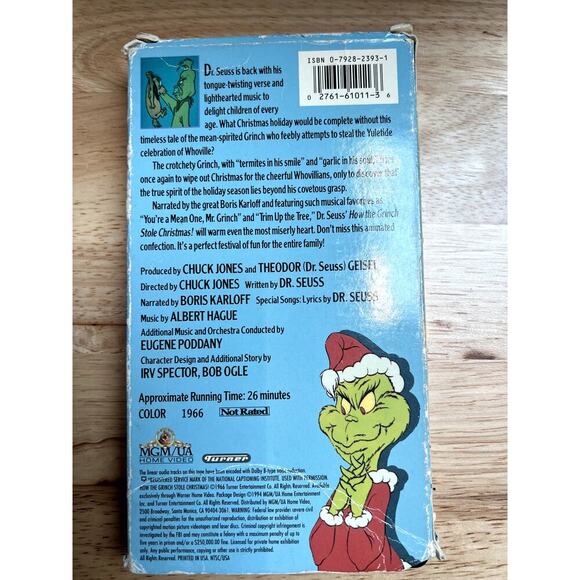 1966 MGM Dr. Seuss How The Grinch Stole Christmas! VHS - Picture 2 of 2